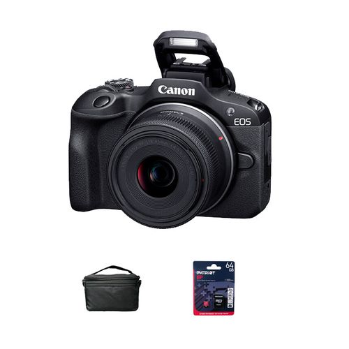 Camara Canon EOS R100 + 18-45mm IS STM (Gratis: Estuche + Mem.64GB)