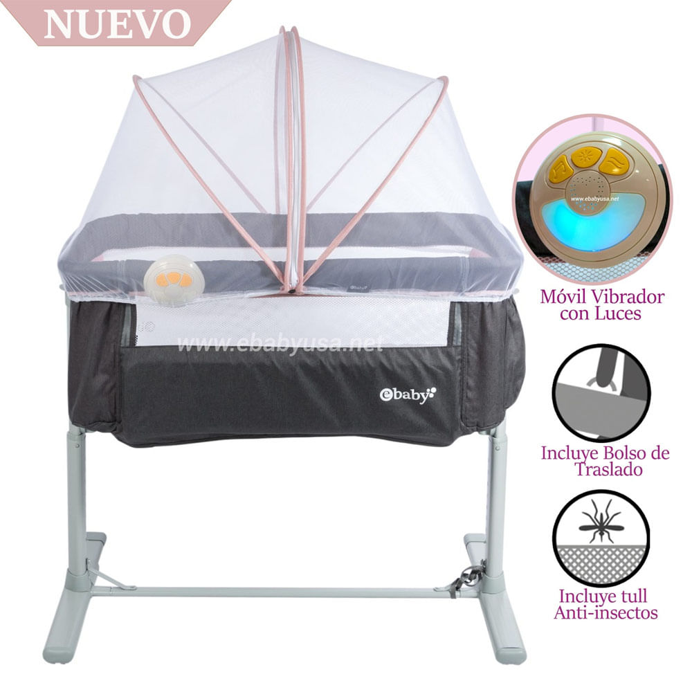 Cuna Colecho Ebaby Musical y Vibrador TAMI Rosado EB756