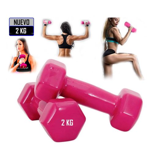 Mancuernas de Vinil 2 Kg por 2 Unidades Rosado