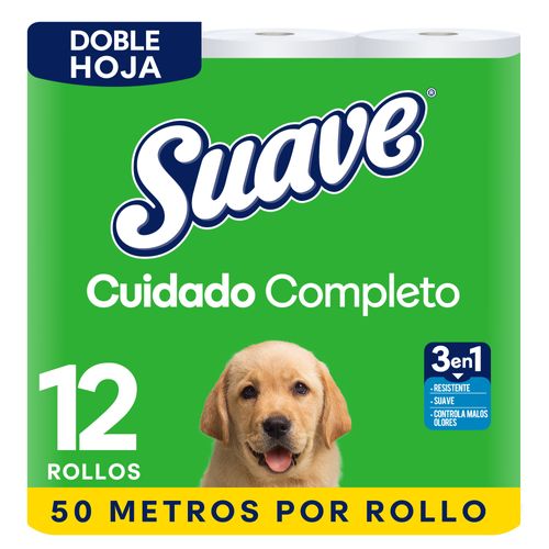 Papel Higiénico SUAVE Cuidado Completo 50mts Paquete 12un
