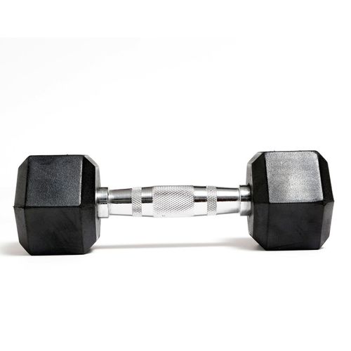 Mancuerna Pesa Exagonal Cromada y de Caucho 7.5Kg