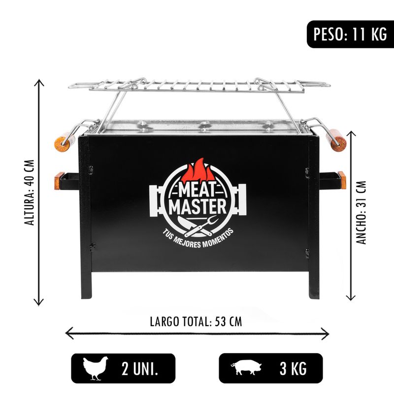 Caja-China-Meat-Master-Black-Chica---Parrilla-de-Varillas-Inoxidable