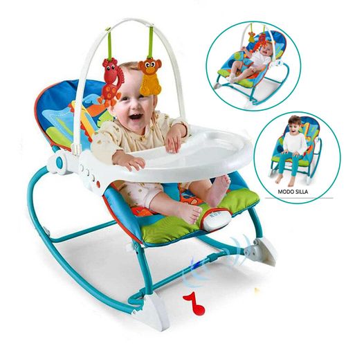 Silla Musical  y Mecedora para Bebes Azul
