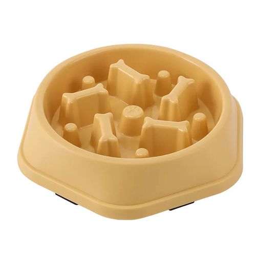 Plato Comedero Anti-Ansiedad Huesitos Amarillo