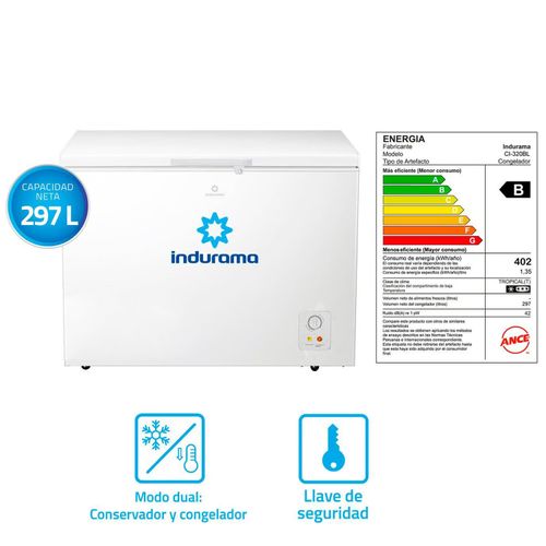 Congelador Indurama 297 LT CI-320BL color Blanco