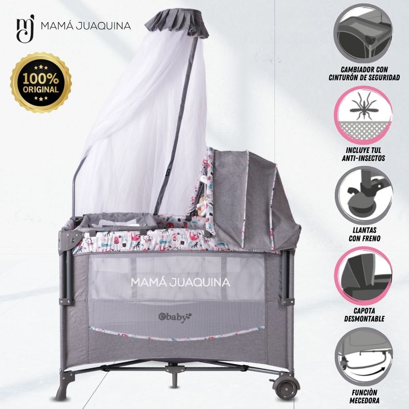 Cuna-Corral-de-Lujo-«FIYI»-Gris--Rosa