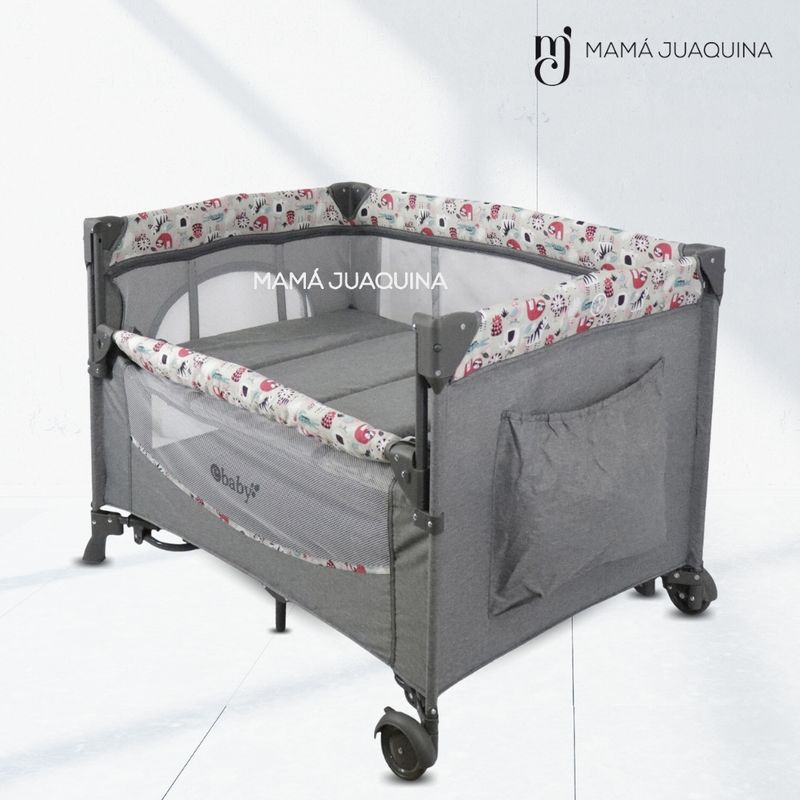 Cuna-Corral-de-Lujo-«FIYI»-Gris--Rosa