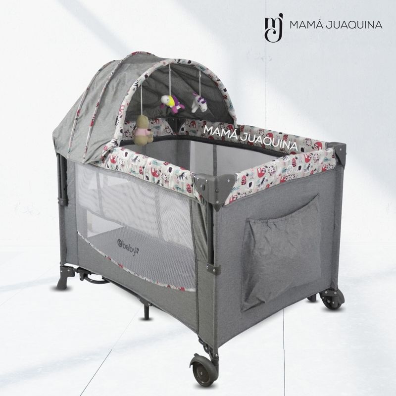 Cuna-Corral-de-Lujo-«FIYI»-Gris--Rosa