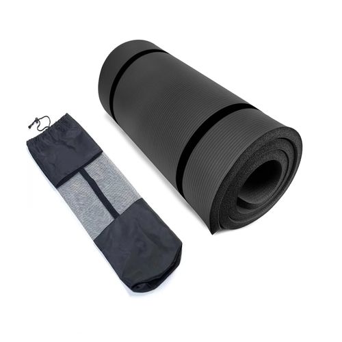 Colchoneta Yoga Mat 20 mm Extra Gruesa con Bolso y Sujetador Pilates Gym Negro