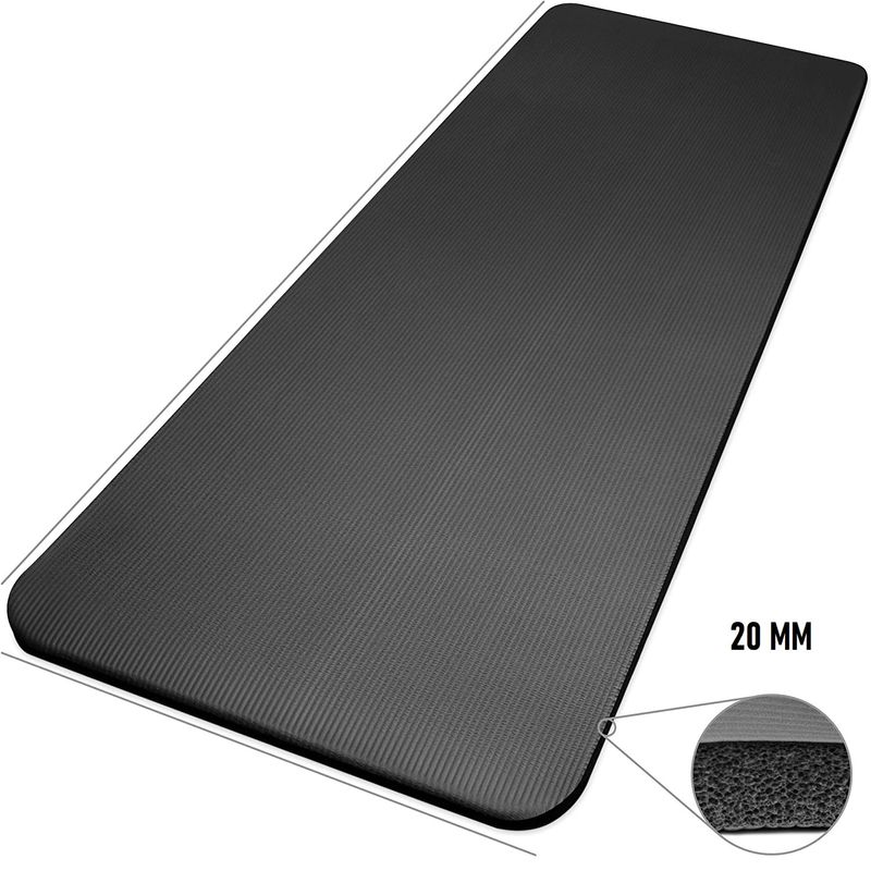 Colchoneta-Yoga-Mat-20-mm-Extra-Gruesa-con-Bolso-y-Sujetador-Pilates-Gym-Negro