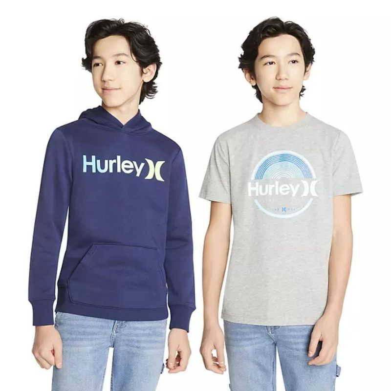 Set-Polo-y-Sudadera-con-capucha-Hurley-para-niños-Azul-marino-Gris---Talla-L