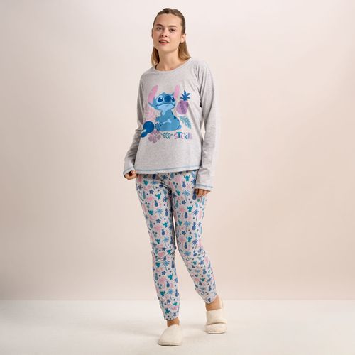 Pijama Mujer Stitch Coconut Disney Manga Larga + Pantalón Algodón
