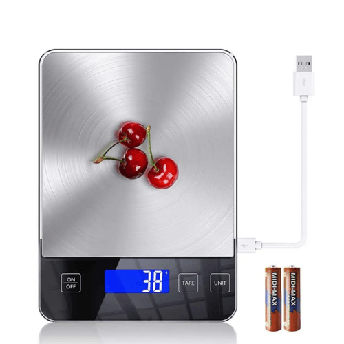 Balanza gramera acero inoxidable 10KG boton táctil bateria pilas KF-72