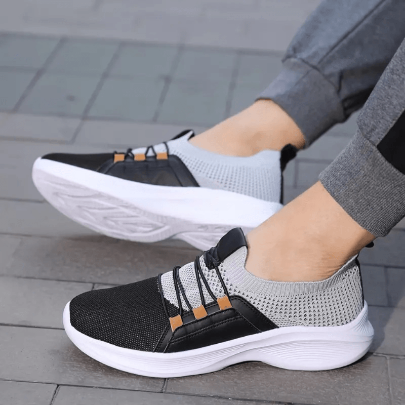 Zapatillas Negro con Gris Hombre Deportivo Transpirables Talla 45 Cuero  Importado