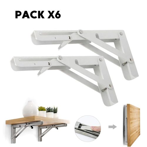 Repisa, Soporte, Ángulo Plegable Push 20cm Pack X6