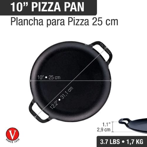 Plancha para Pizza de Hierro Fundido con Doble Asa 25 cm – Modelo Curado