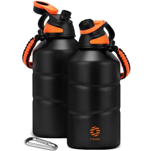 FJBottle - Botella de agua de acero inoxidable con tapa magnética 2200ml - Negro