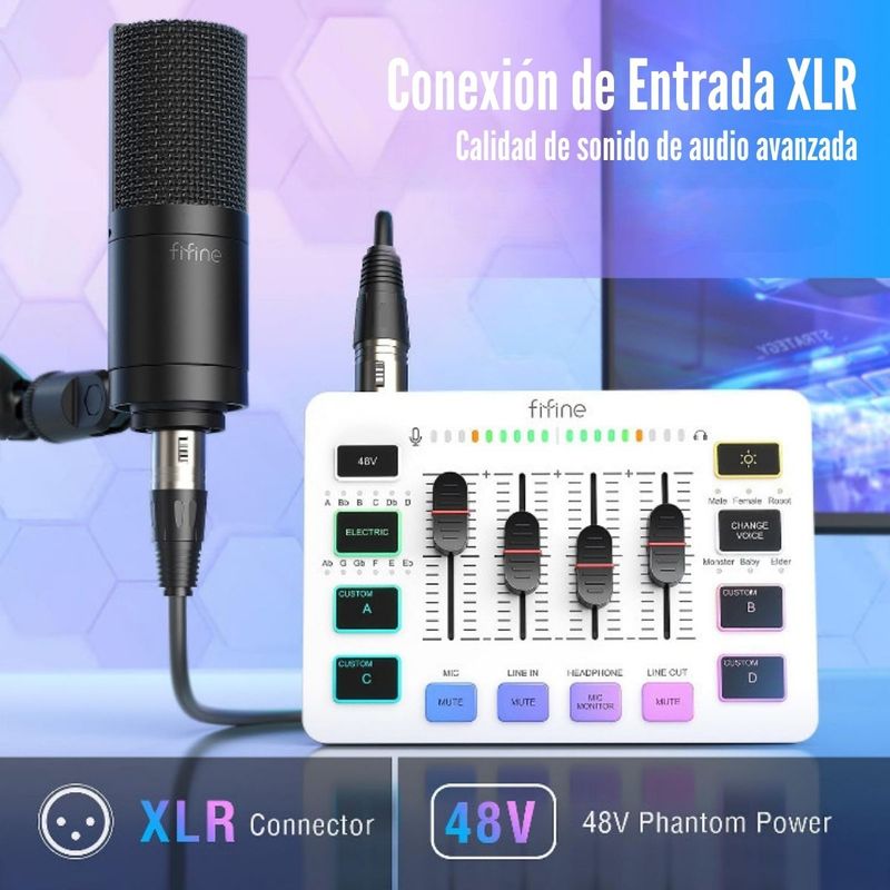 Fifine---Mixer-Ampligame-SC3-RGB-Streaming-XLR---White