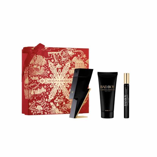 Perfume Bad Boy Carolina Herrera Hombre Edt 100Ml + Shower Gel Bad Boy 100Ml + Travel Spray