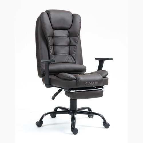 Silla ergonómica de oficina gerencial con base de acero Roma Komsum Marrón oscuro