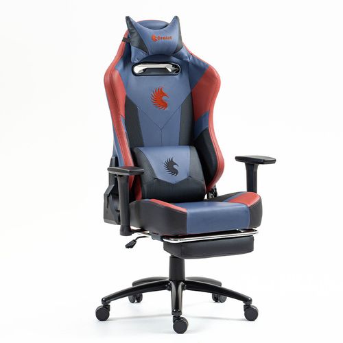 Silla Gamer Dreizt Heroes Series Azul Dark Premium Alta Calidad Reclinable Con Posapies Gas Lift Cla