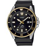 Reloj-Casio-Duro-Marlin-MDV-106G-1AV-Fecha-Acuatico-Correa-De-Resina-Negro-Dorado