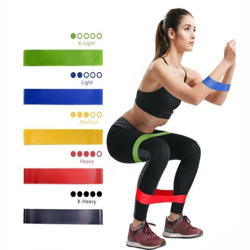 Set 5 bandas de resistencia elasticas ejercicios yoga bolso