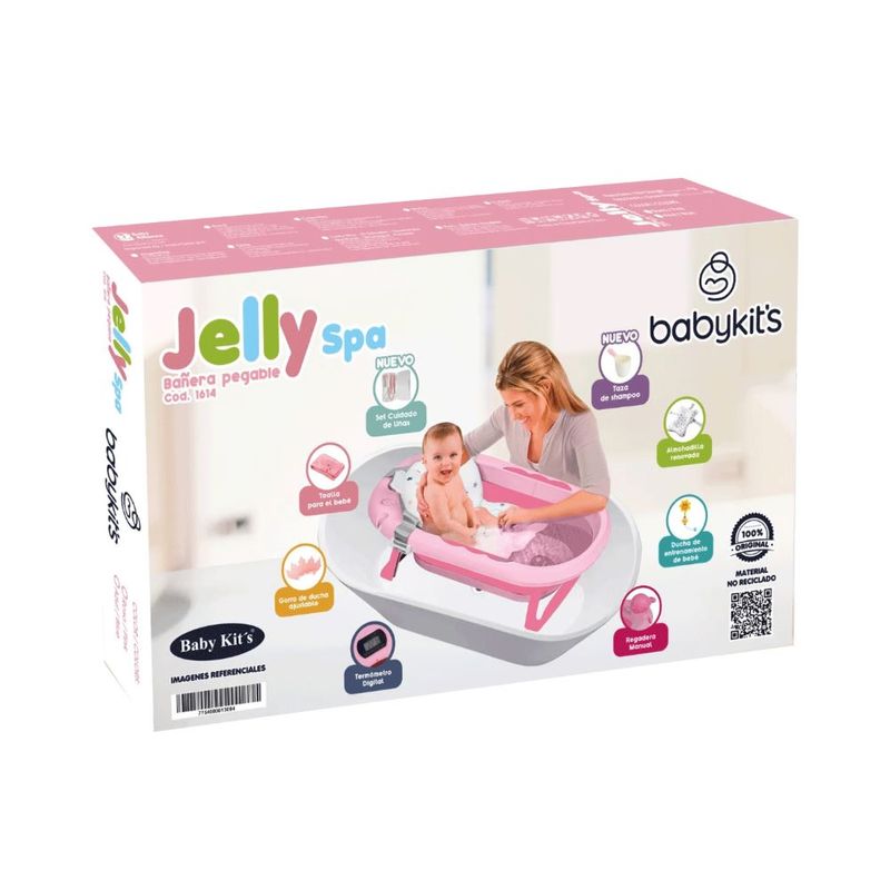 NUEVO-Tina-Bañera-Plegable-JELLY-Con-Termometro-Rosado
