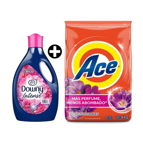 COMBO Detergente en Polvo Ace Petalos Florales 4kg + Suavizante Downy Floral 2.6L