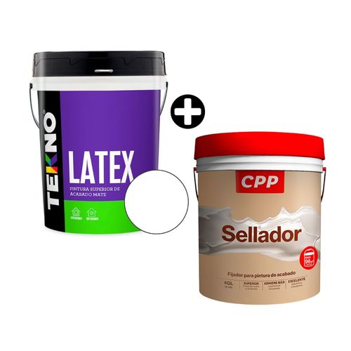 COMBO Pintura Látex Tekno teknolatex Blanco 4 galones + Sellador CPP 4 galones