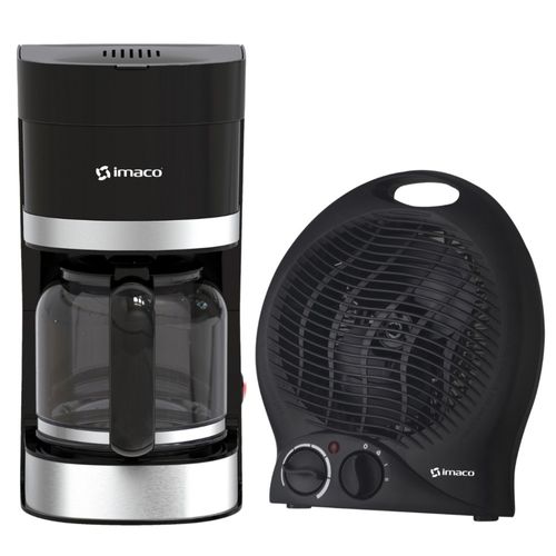 Combo Imaco Cafetera 12TZS CM1203 + Termoventilador NF15C Negro