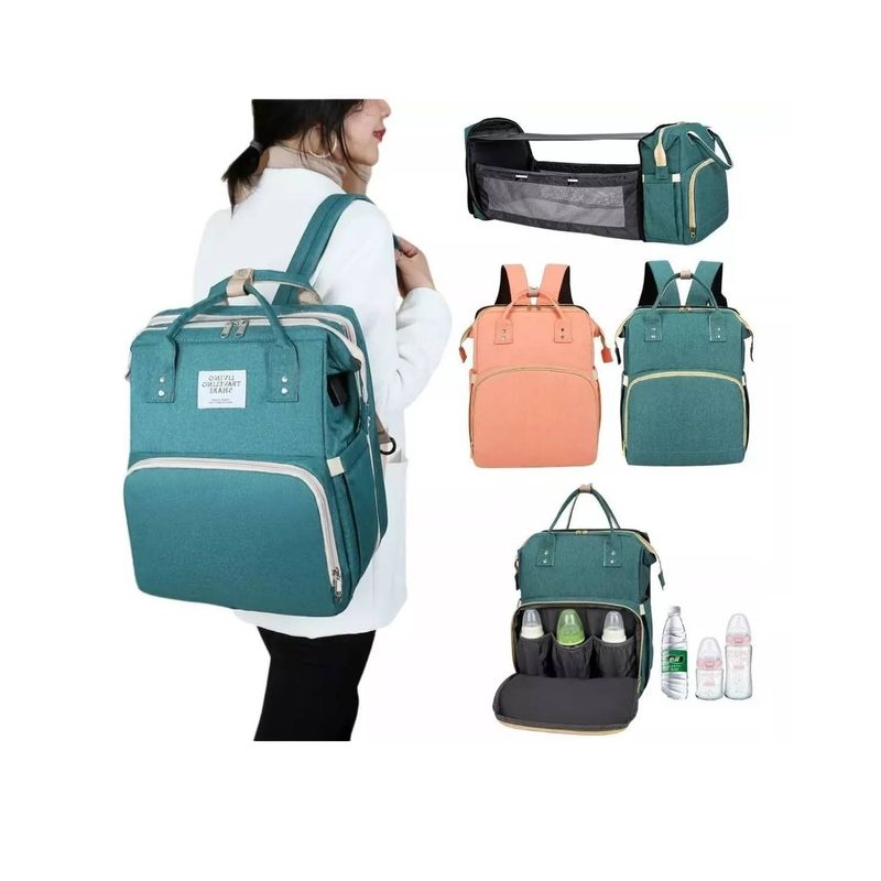 Pañalera-Mochila-Bebe-Cambiador-Cuna-Convertible-3-en-1
