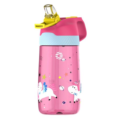 FJBottle - Botella infantil de agua de plástico con cañita tritán 450 ml