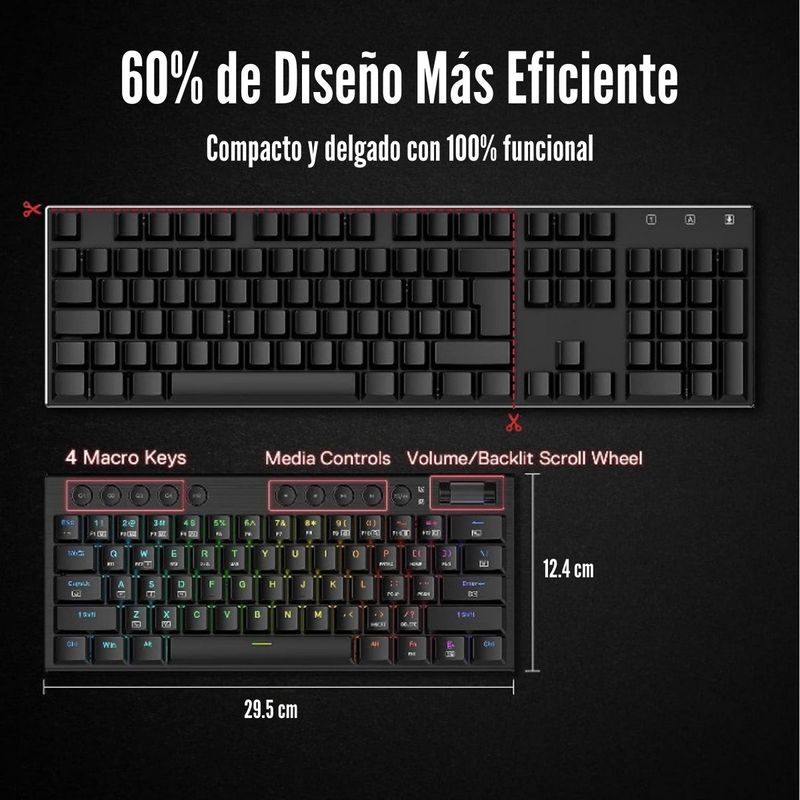 Redragon---Teclado-Horus-Mini-Pro-K632-60--RGB-Wireless-Switch-Red