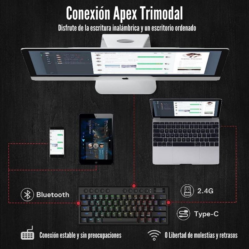 Redragon---Teclado-Horus-Mini-Pro-K632-60--RGB-Wireless-Switch-Red