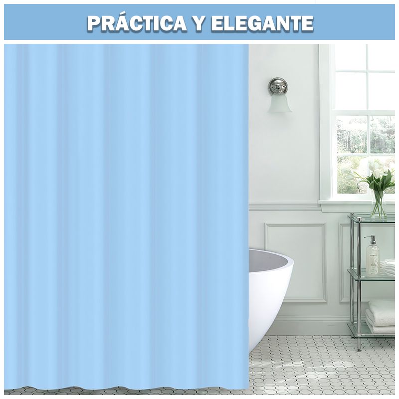 Cortina-de-Baño-Moderna-Impermeable-Accesorio-para-Ducha-U11-Celeste
