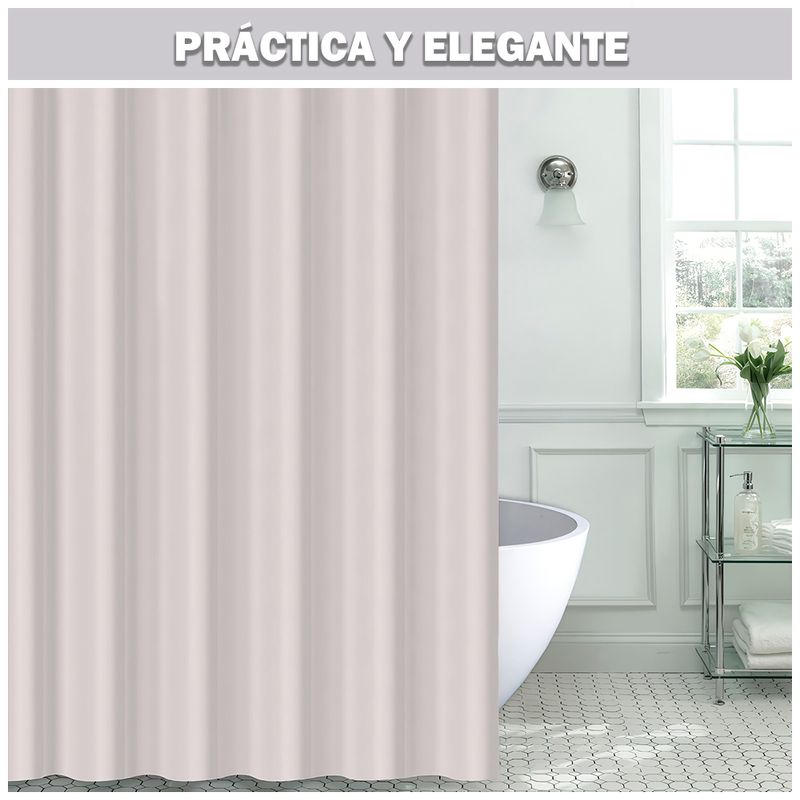 Cortina-de-Baño-Moderna-Impermeable-Accesorio-para-Ducha-U11-Crema