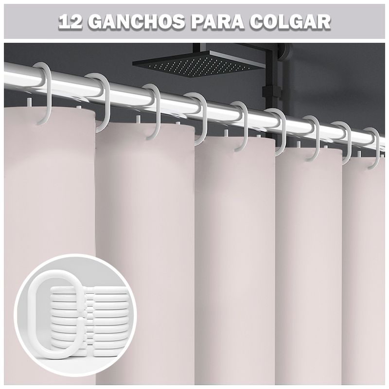 Cortina-de-Baño-Moderna-Impermeable-Accesorio-para-Ducha-U11-Crema
