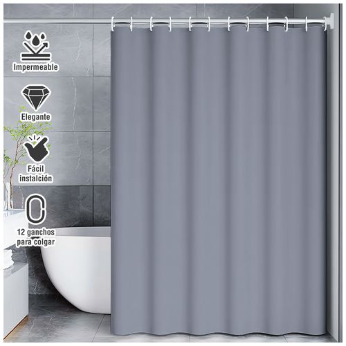 Cortina de Baño Moderna Impermeable Accesorio para Ducha U11 Plomo