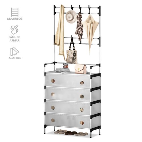 Zapatera Perchero de 4 Niveles Multiusos Blanco P36
