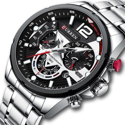 Reloj Lujo CURREN 8395 Plateado Cronógrafo Cuarzo