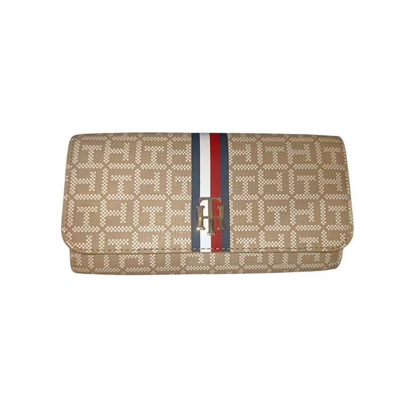 Billetera Mujer tommy Hilfiger Monogram Flag Beige Shopstar