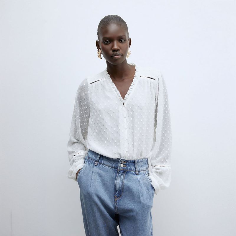 Blusa Volantes Blusa Plumeti Sfera Blusa Mujer Sfera Plumetti