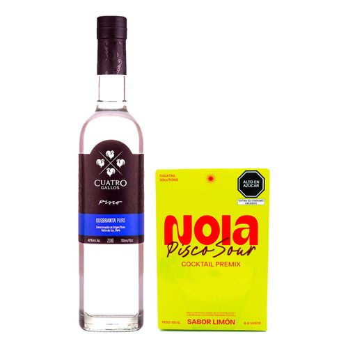 PISCO CUATRO GALLOS CLASIC QUEBRANTA 700ML + NOLA PISCO SOUR COCKTAIL PREMIX 150GR