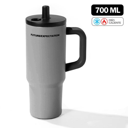 Vaso Térmico de Acero Inoxidable con Sorbete 700 ML Plomo Y84