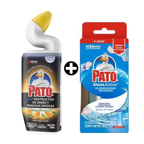 COMBO Pato: Destructor De Sarro Cítrico 710ml + Repuesto de desinfectante para discos Brisas del Mar