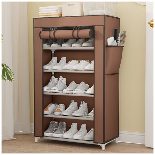 Zapatero Organizador 5 Niveles Desmontable de Tela Marrón QQ3