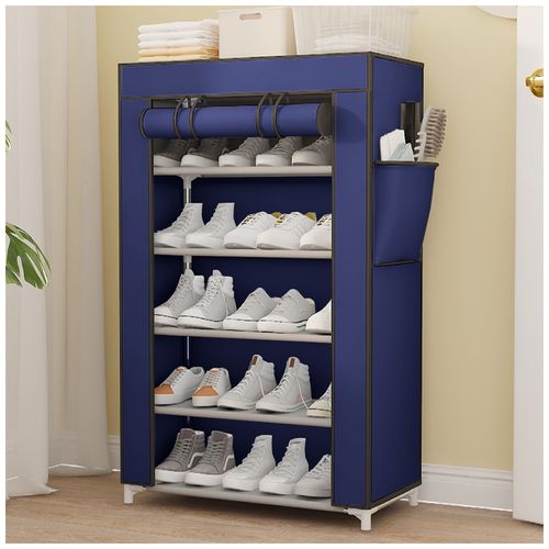 Zapatero Organizador 5 Niveles Desmontable de Tela Azul QQ3