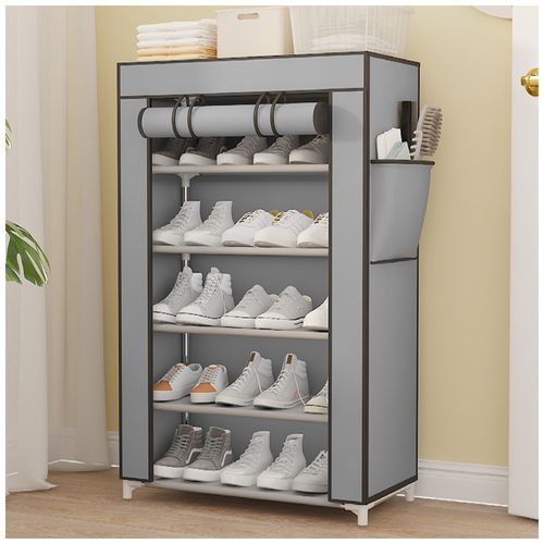 Zapatero Organizador 5 Niveles Desmontable de Tela Plomo QQ3