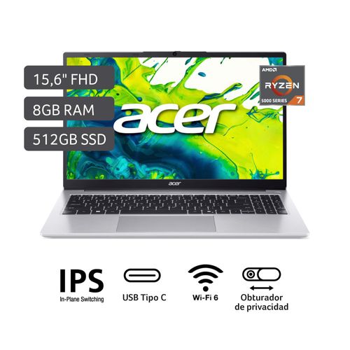 Notebook ACER Apire Lite AL15-43P-R8W7 15.6" AMD Ryzen 7 5825U 8GB 512GB SSD